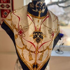 Elegant Silk Scarf with Nautical Design